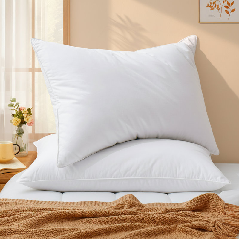 Goose Feather Plush Support Pillow - 100% Cotton Shell, Soft Yet Supportive, Très grand lit