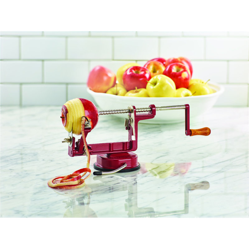 Red Wood Handle Stainless Steel Apple Multi-Peeler