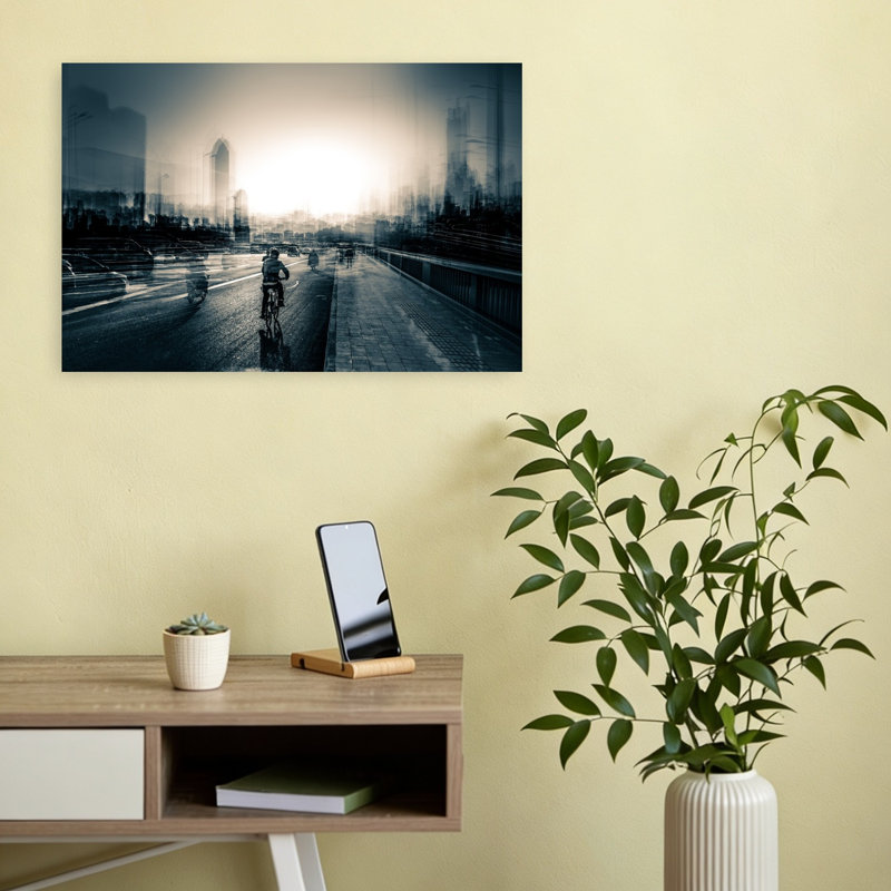 «Urban Ride Abstract Dramatic Modern City Landscape», reproduction d'art mural, H 12 po x l 18 po