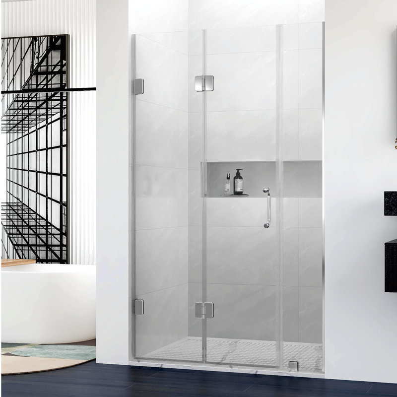 UKH10 40-1/2 in. to 41-3/8 in. W X 80 in. H Frameless BI-Fold Shower Door with U-Chanel and 3/8 in. (10mm) Clear Glass in Chrome