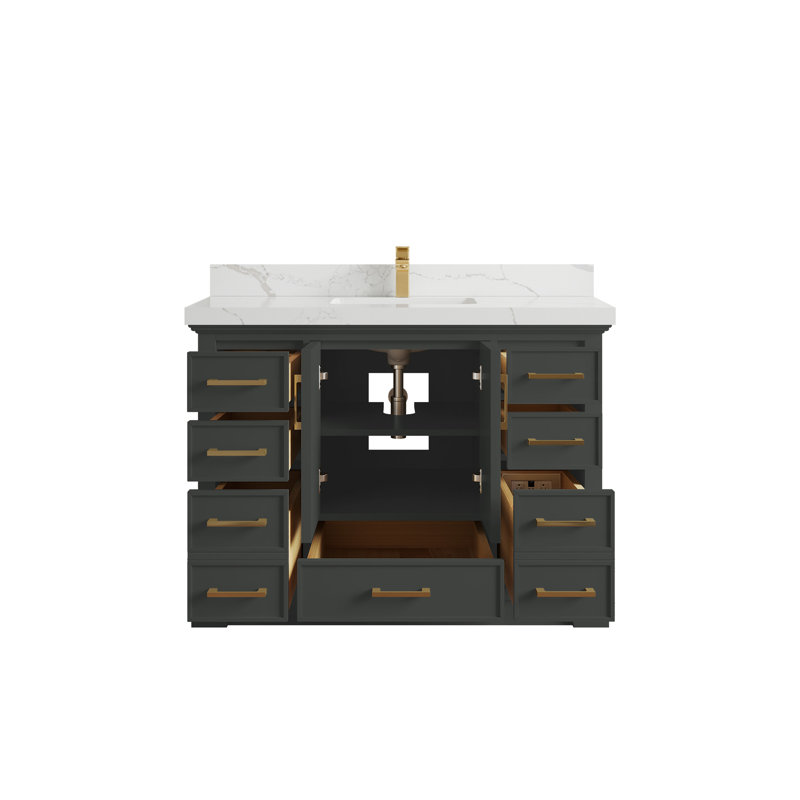 Charlotte 48'' Single Bathroom Vanity with Top, Calacatta Laza