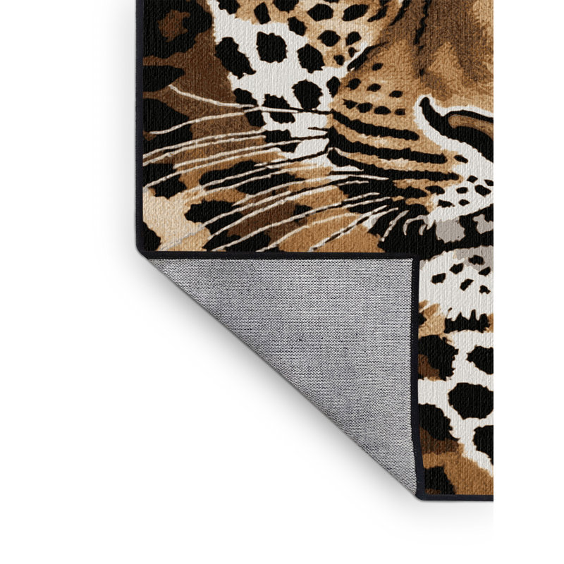 Washable Javan Leopard Big Cats Area Rug, Round 5'
