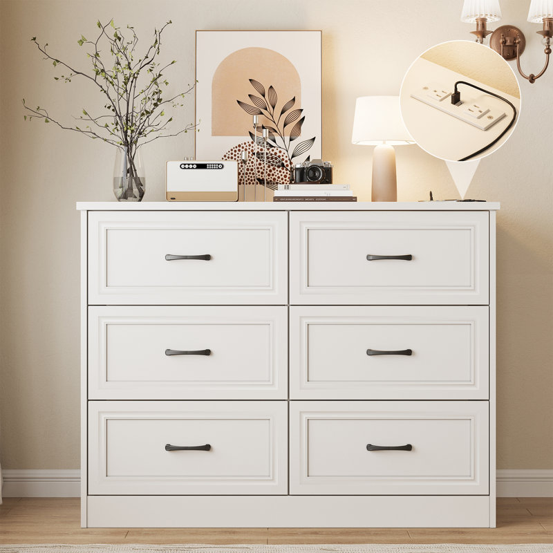 41.7'' W 6 - Drawer Dresser, White