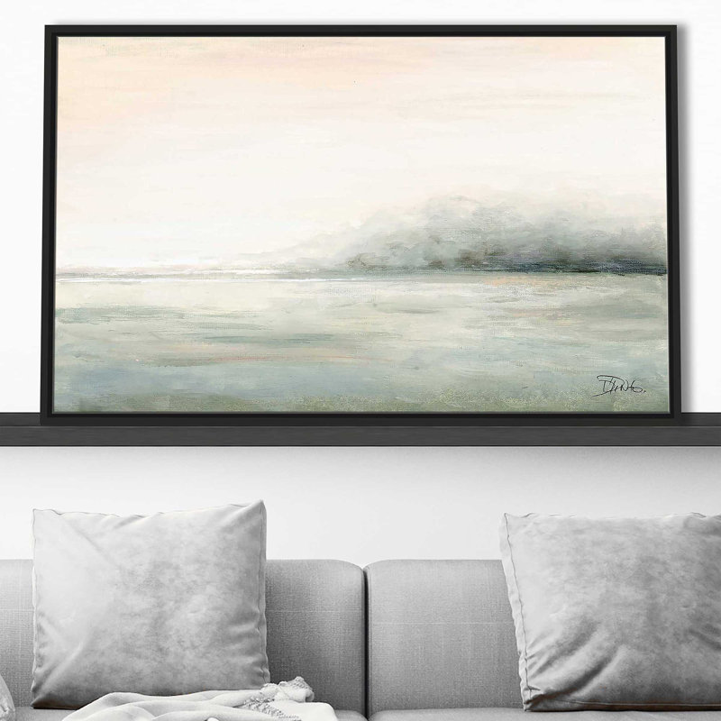 Brouillard clair par Patricia Pinto - Peinture, Cadre flottant noir, H 31,5 po x l 51,5 po x P 2 po