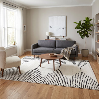 Lenamae Moraccan White Power-Loom Area Rug