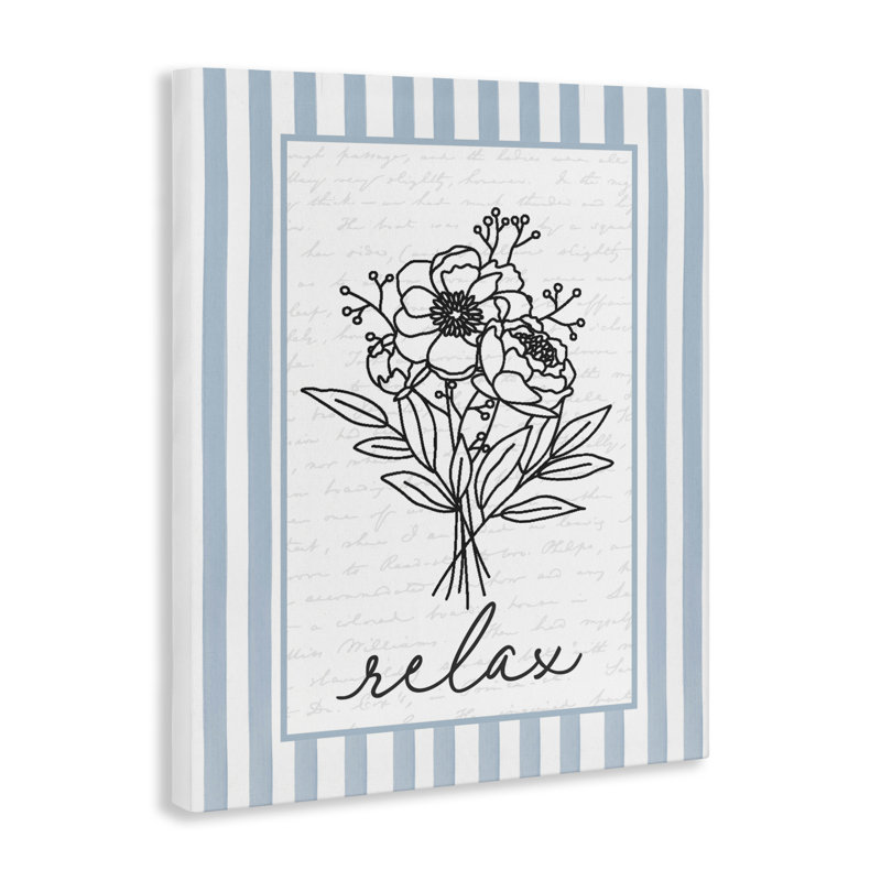 Toile Relax, fleurs de bain rayées, design par lettré et doublé, H 48 po x l 36 po