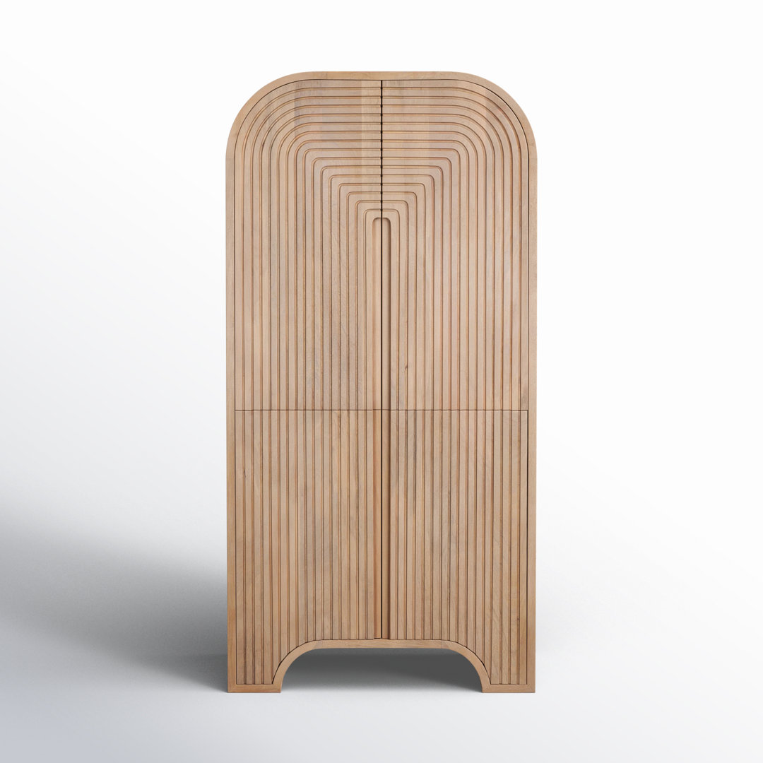 Shillington Reverse Fluted Light Brown Wood Curio Cabinet Joss & Main