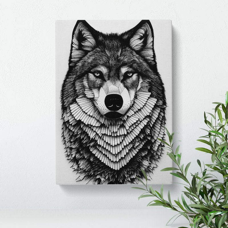 Monochrome Wolf No.2 - Wrapped Canvas Print, 60cm H x 40cm W x 3cm D