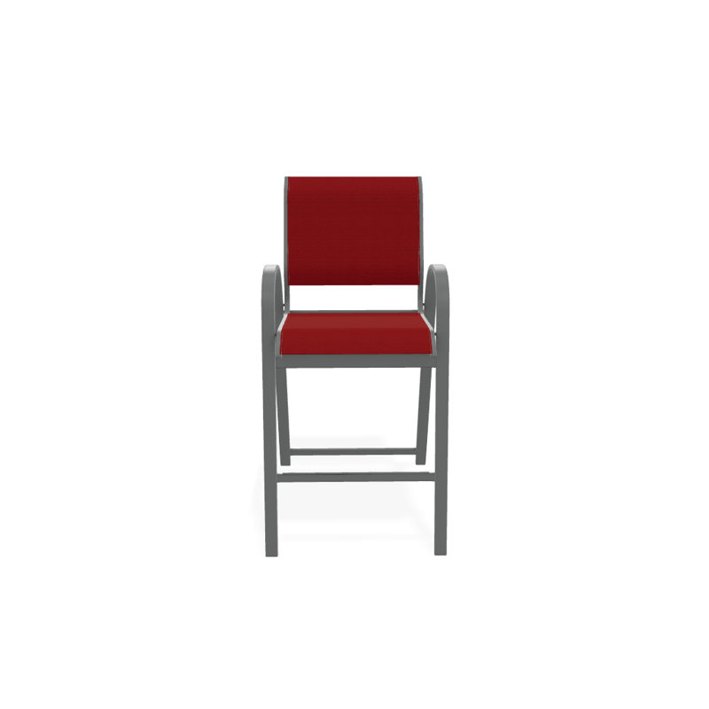 Tabouret de bar Holna, Rouge 1D Sunbrella®, Graphite texturé