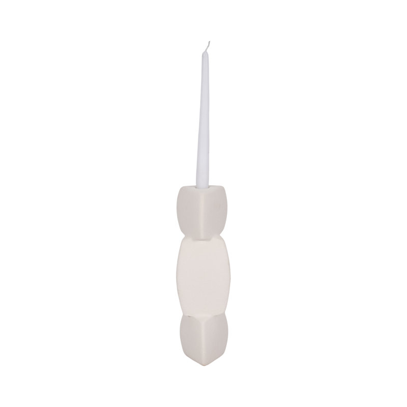 Candlestick Candle Holder, 12" H x 4" W x 4" D, White