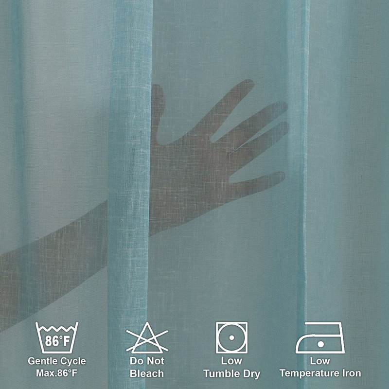 Sheer Single Curtain Panel, Aqua, 260" W x 350" L