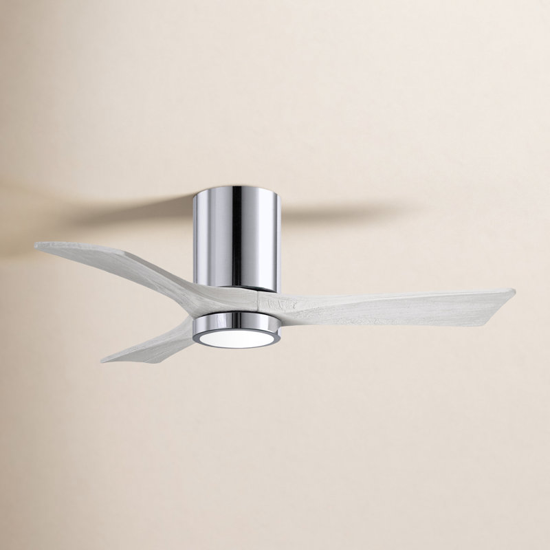 Olivier Ceiling Fan with LED Lights, Polished Chrome, Matte White, 42"