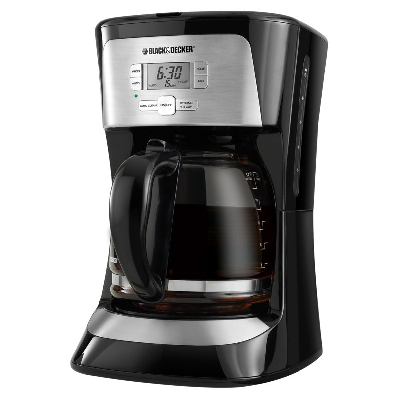 BLACK+DECKER 12-Cup Programmable Drip Coffee Maker with QuickTouch Controls, Sneak-A-Cup, Auto Clean, Black
