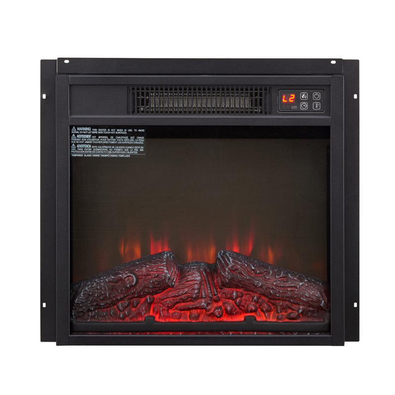 Electric Fireplace Insert 18" 1400W 120V ,Equipped With Remote Control, Ultra Thin Heater With Log Set & Realistic Flame - BLACK