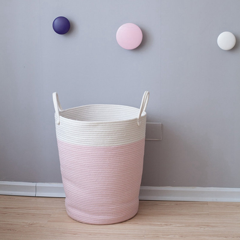 Fabric Laundry Hamper with Handles, 59" H x 50" W x 50" D, Pink