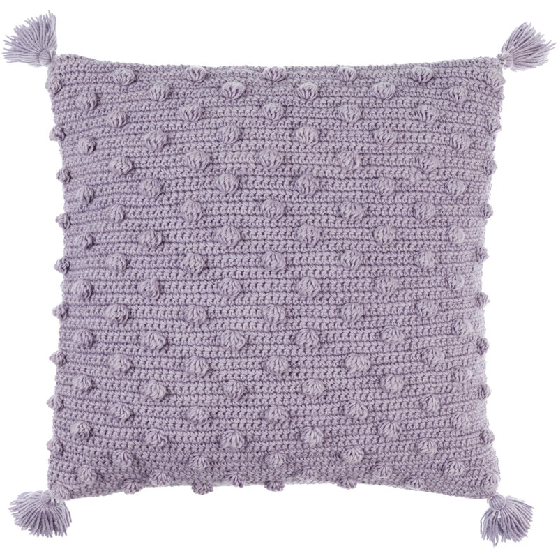 Makrome Dots Wool Blend Reversible Throw Pillow, Purple, 18"H x 18"W, Down Blend