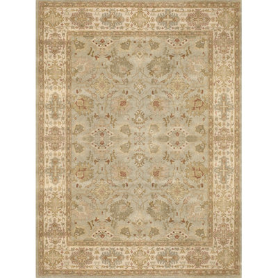 Kamala Wool Oriental Area Rug in Beige/Olive