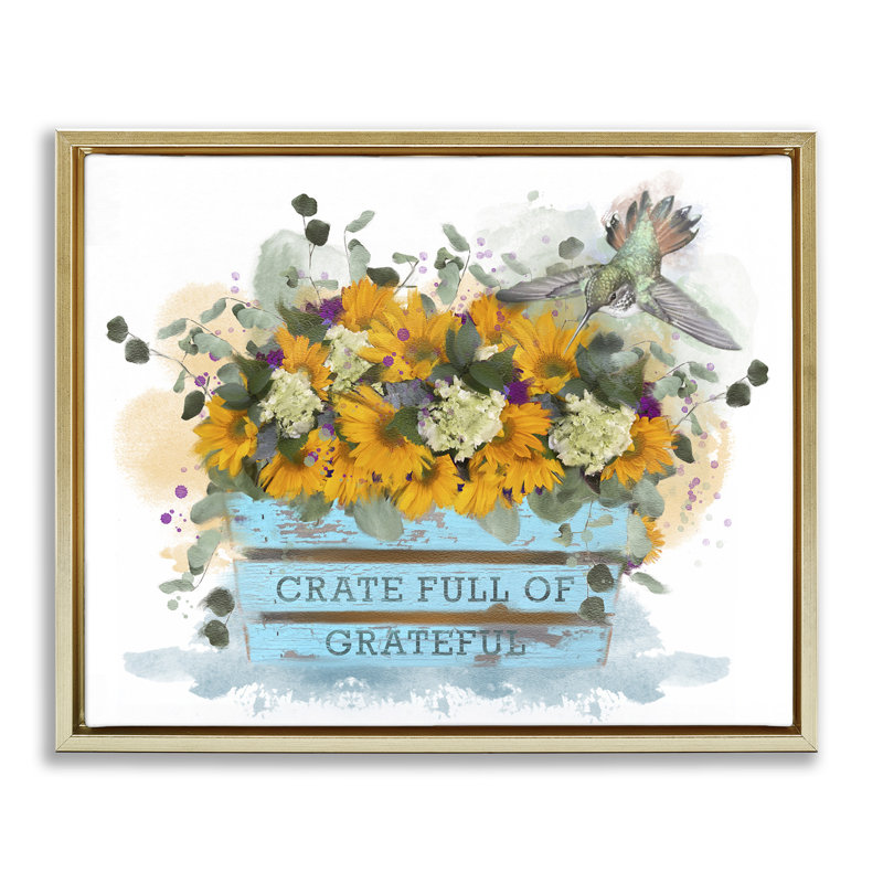 «Crate Full Of Grateful», art mural sur toile flottante par Matthew Piotrowicz, Cadre flottant métallique doré