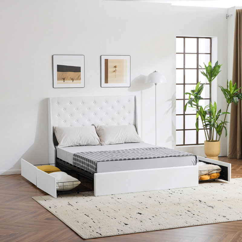 Platform Storage Bed Frame, Full, White