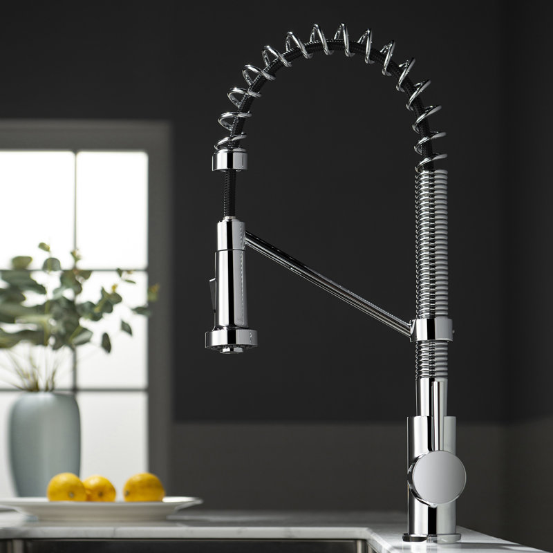 Robinet de cuisine à poignée simple pull down, Chrome
