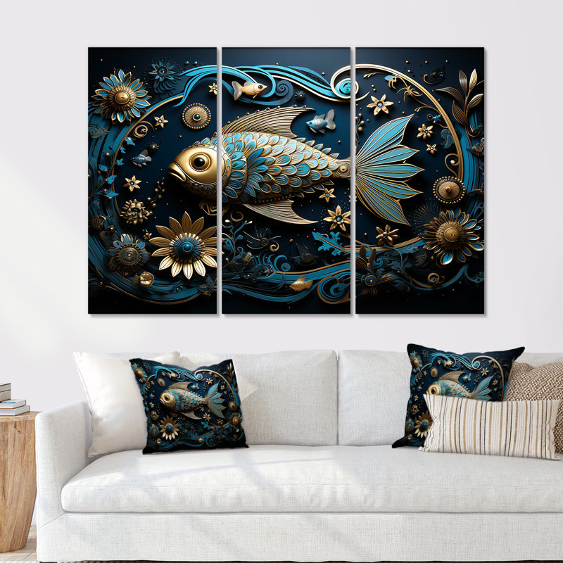 Ensemble de salon Hindouisme Matsyas God Aquatic Azure II, H 28 po x l 36 po x P 1 po