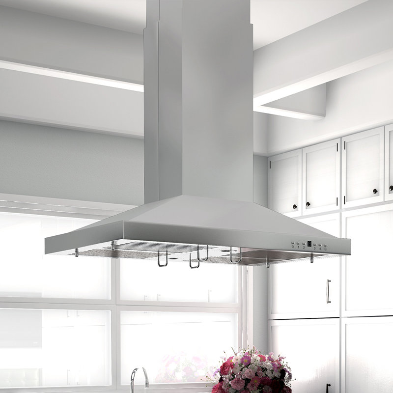 Hotte de cuisine à îlot avec conduit double 48 po en acier inoxydable (GL2i-RD-48)