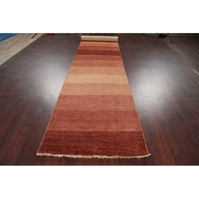 Tapis de couloir en laine noué à la main de conception unique noué à la main New Age de 3 pi 2 po x 16 pi 2 po Tapis décoratif rouge