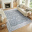 Tapis d'intérieur antidérapant 8 pi x 10 pi avec motif floral lavable à la machine, grège-405154784-410541035