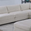Fauteuil sans accoudoirs en velours côtelé beige
