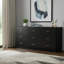  Commode triple 63 po à neuf tiroirs en bois noir 63 po