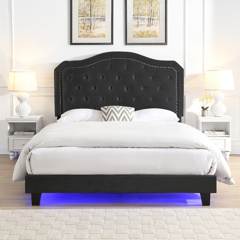 Velours capitonné avec capitonnage avec lumière DEL, Noir