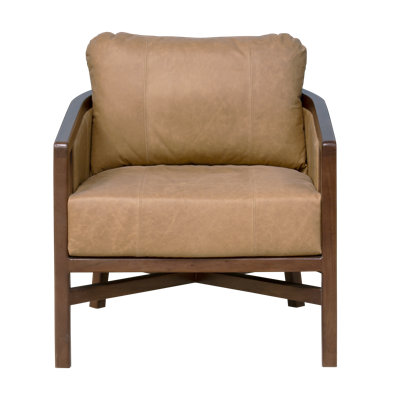 32" Brown Genuine Leather Arm Chair
