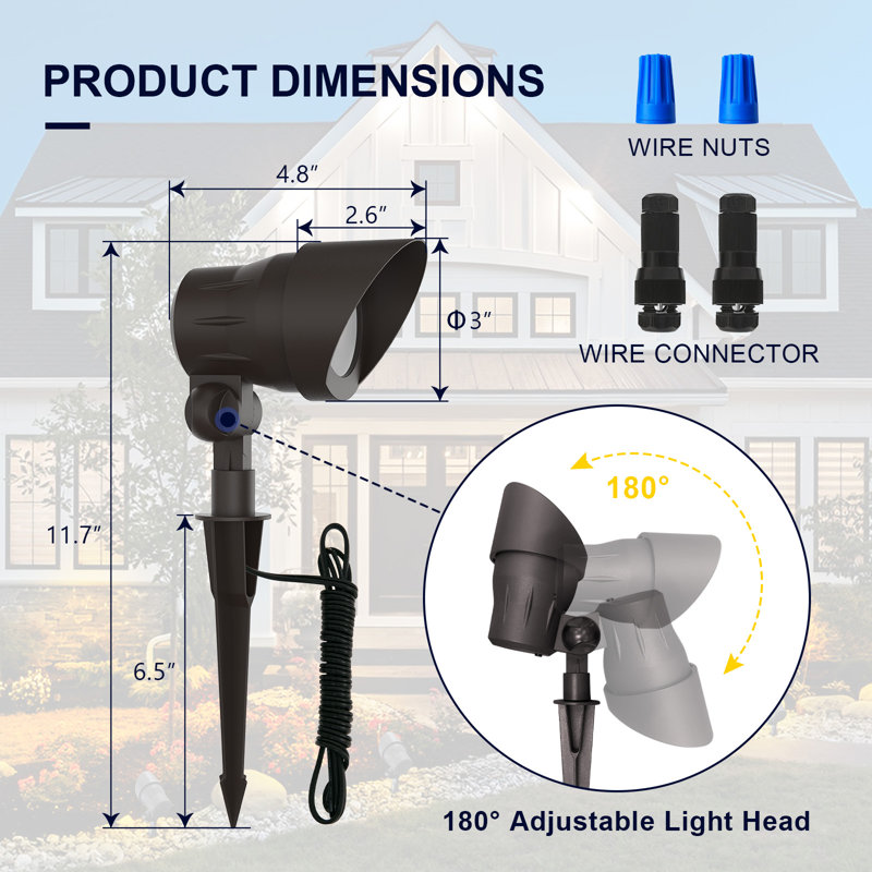 Modern Low Voltage Outdoor Lighting - 3CCT Adjustable Landscape Spotlights with Flexible Angle Design