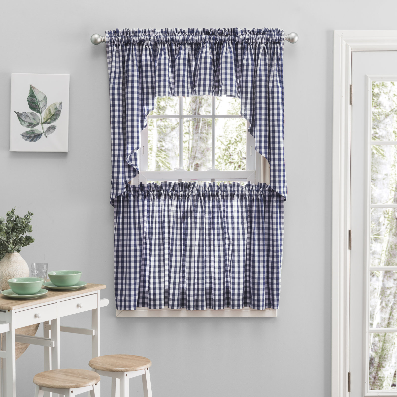 Alula Cotton Swag Window Valance, 70" W x 13" L, Navy Blue