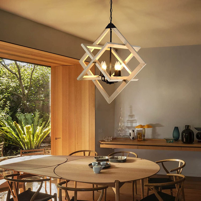 Luminaire suspendu géométrique à 4 lumières Emanee