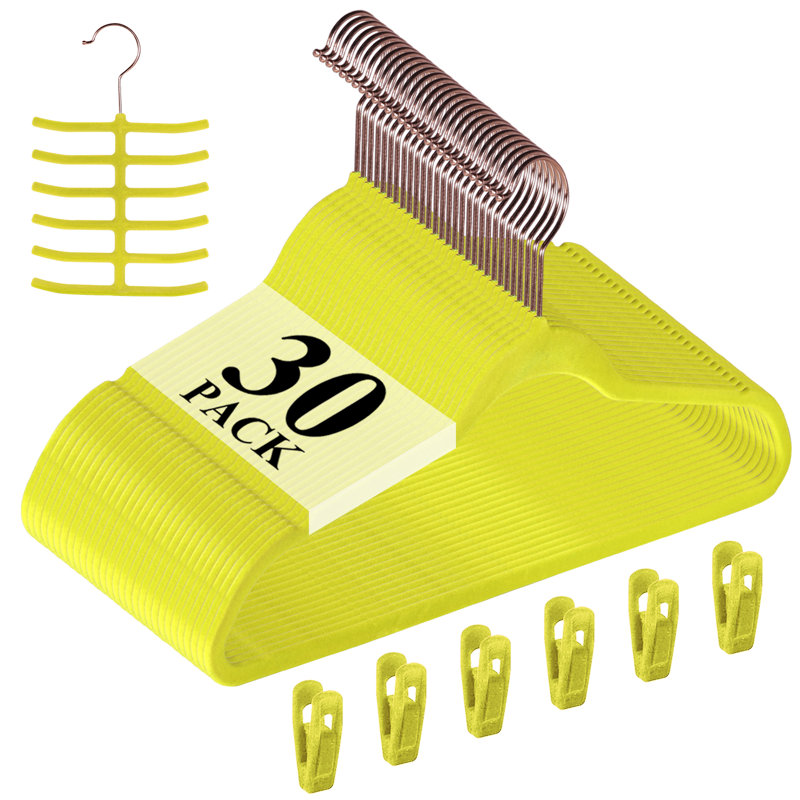 Cintre en velours pour jupe / pantalon Mackaylee, Jaune