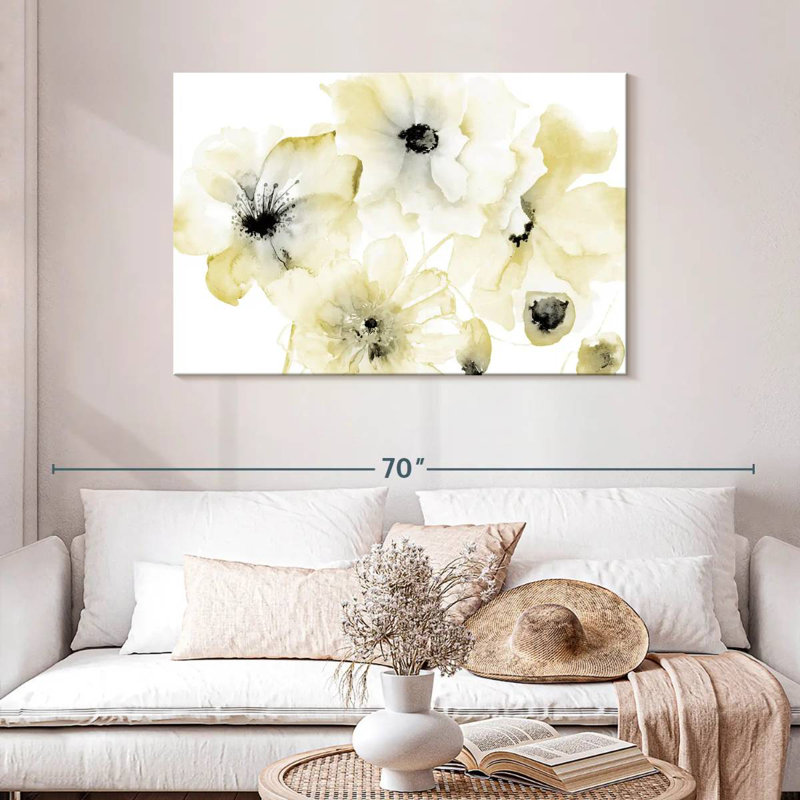 Harnek Gray Yellow Flora II, 30" H x 45" W
