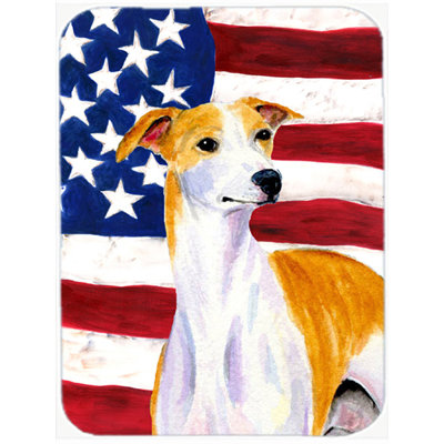 Trinx Patriotic USA American Flag with Whippet Glass Cutting Board