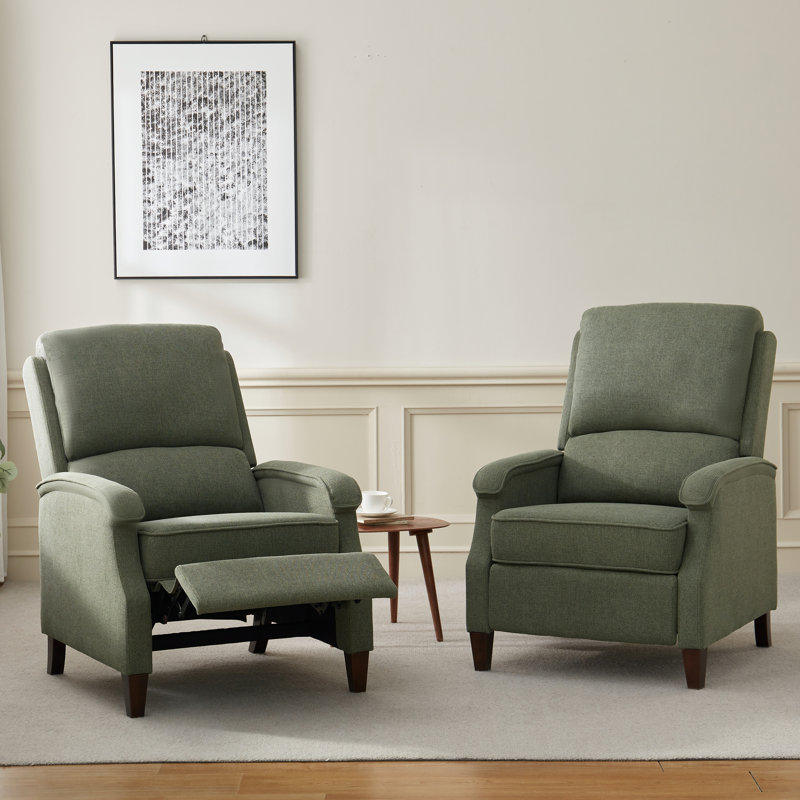  30.3'' Wide Push Back Manual Recliner Chair, Green