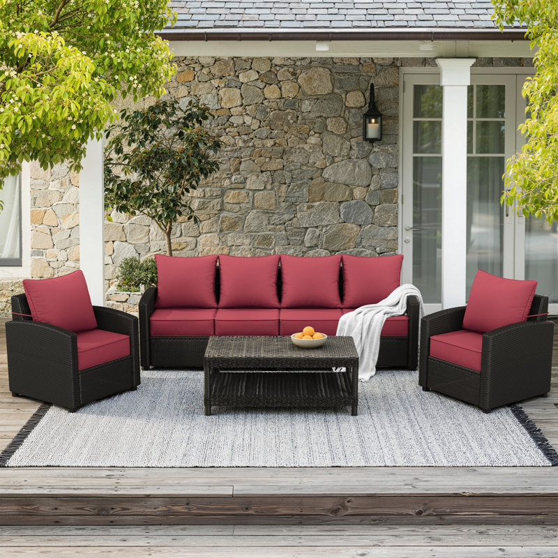 Outdoor Deep Seat Cushion Set – 6.5” Thick, Non-Slip Patio Cushions For Chairs, Sofas, And Couches, Light Pink