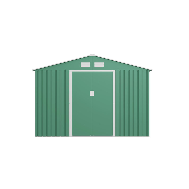 Oxford 9 ft. W x 11 ft. D Metal Garden Shed, Green
