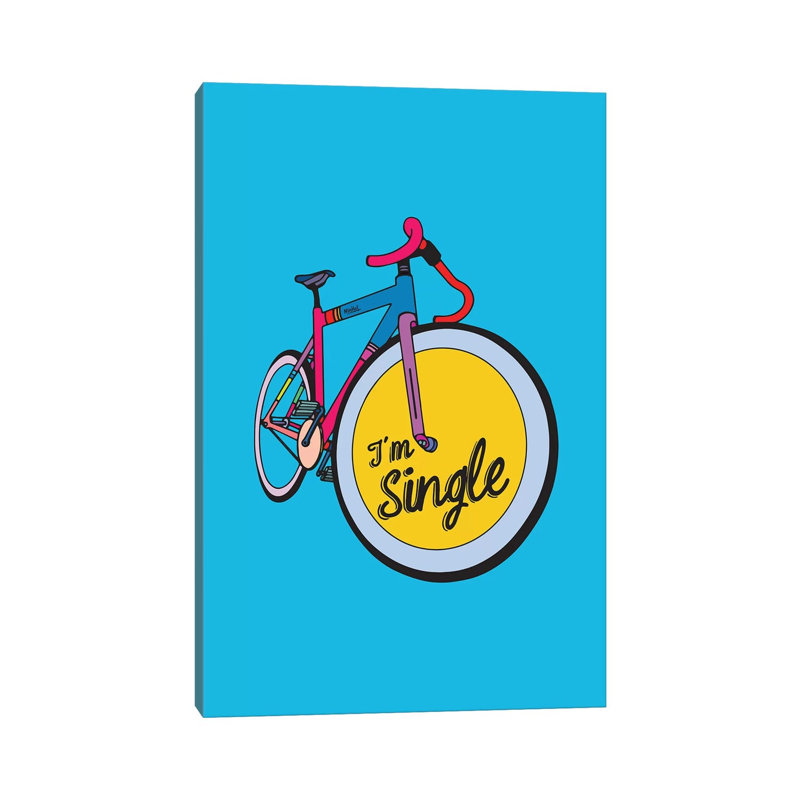 «I'm Single» par Ninhol - peinture sur toile tendue, H 12 po x l 8 po x P 0,75 po