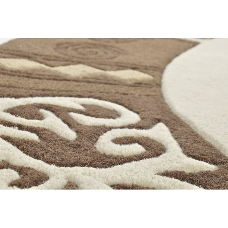 Ambadi Geometric Wool Hand Tufted Area Rug Set, Round 190 cm