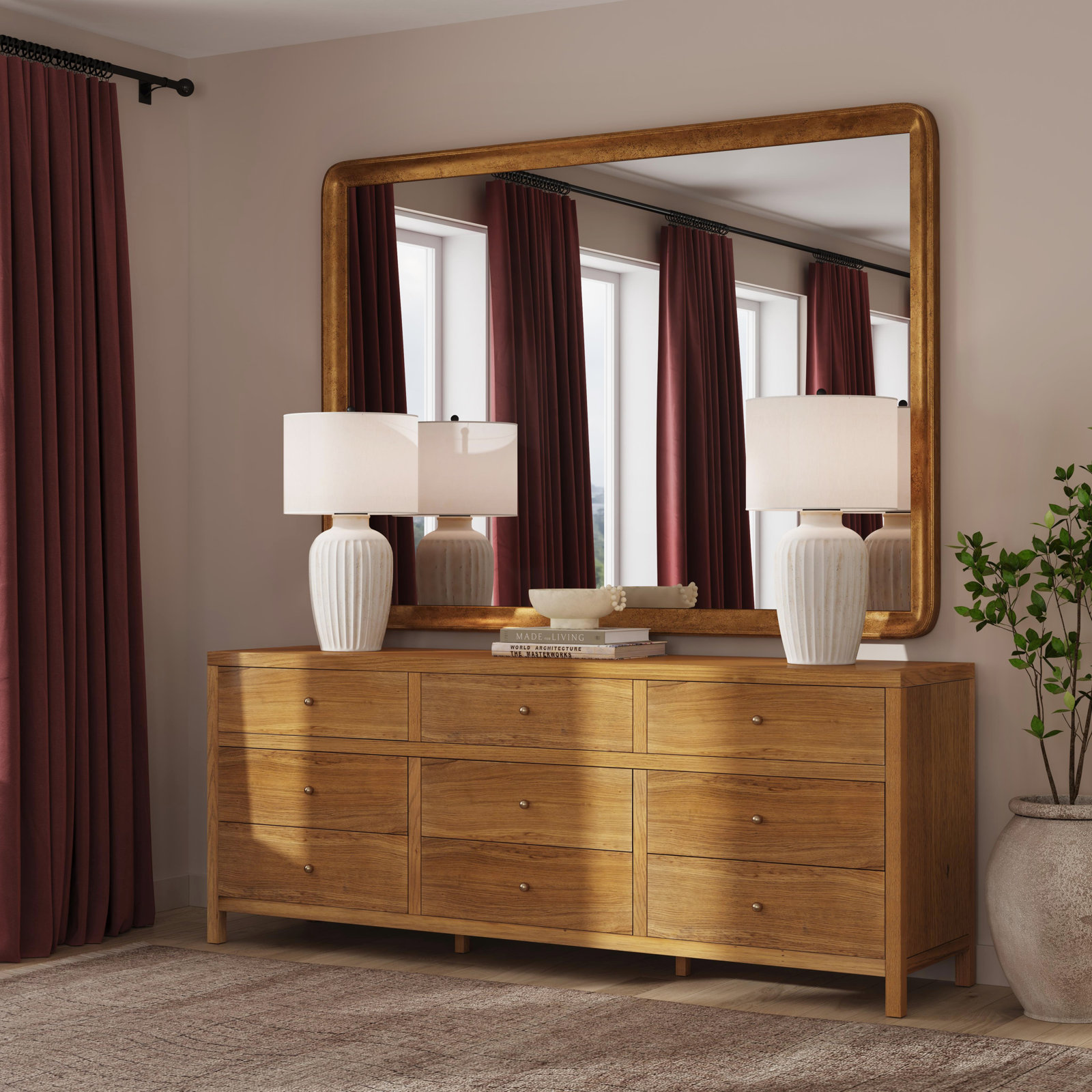 Celine 84" Acacia Double Dresser, Natural Brown