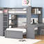 Lit mezzanine avec lit simple autoportant, tablettes, bureau et garde-robe