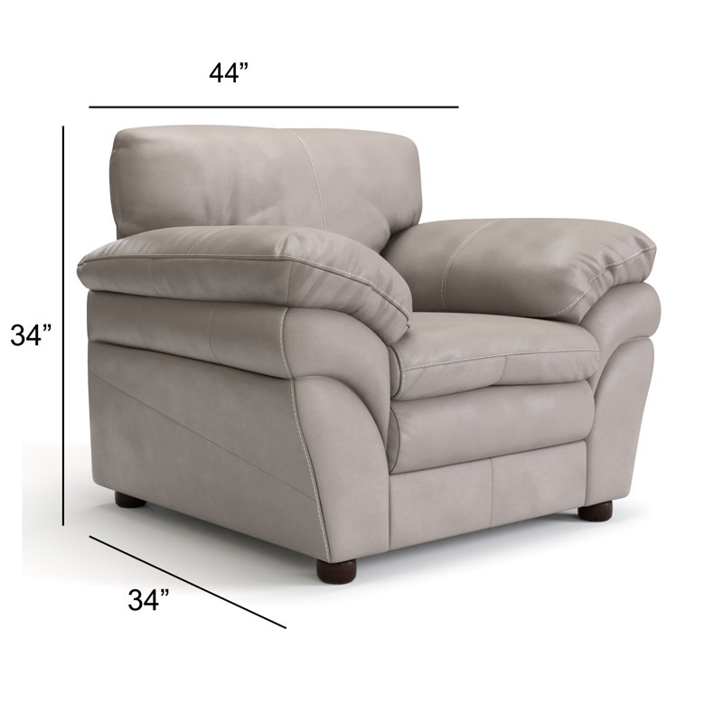 Fauteuil en cuir véritable d'une largeur de 44 po, Gris