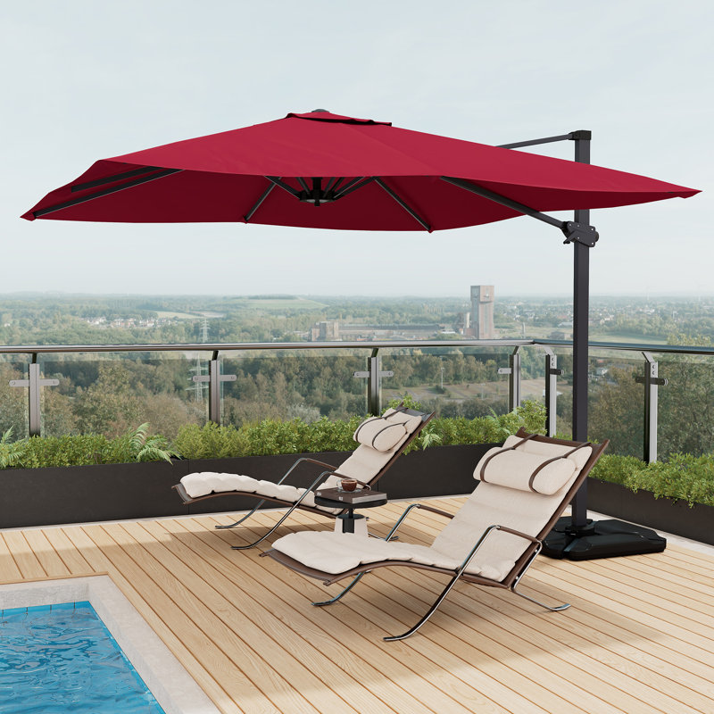 Square Cantilever Patio Umbrella(without Umbrella Base), 106.3" H x 129.92" W x 129.92" D, Red
