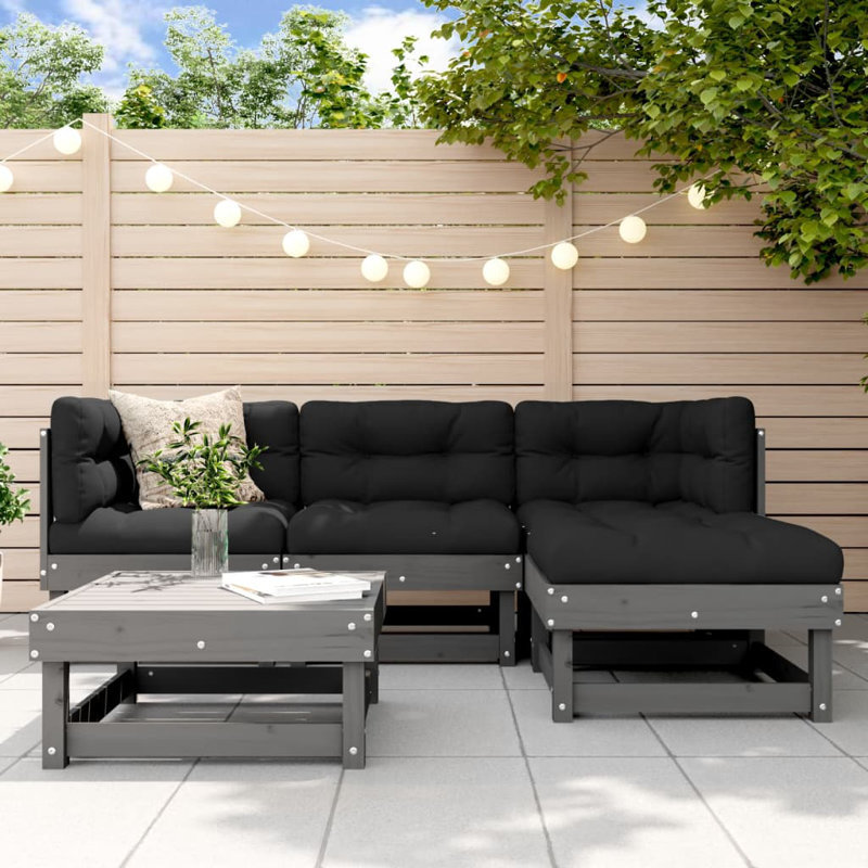 Bonin 61cm Wide L-Shaped Patio Sofa, Black, Grey