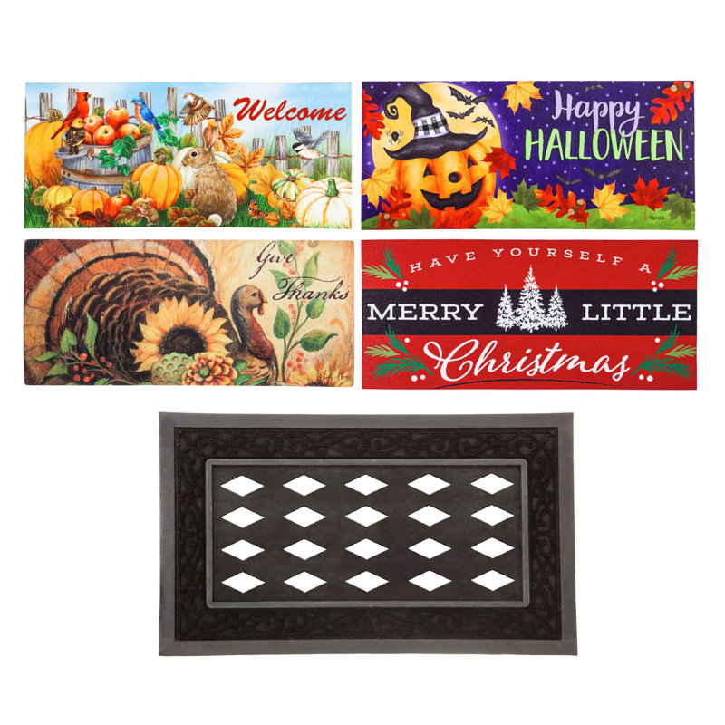 Sassafras Fall Holiday Set Of 4 Mats With Display Frame, Collection #2