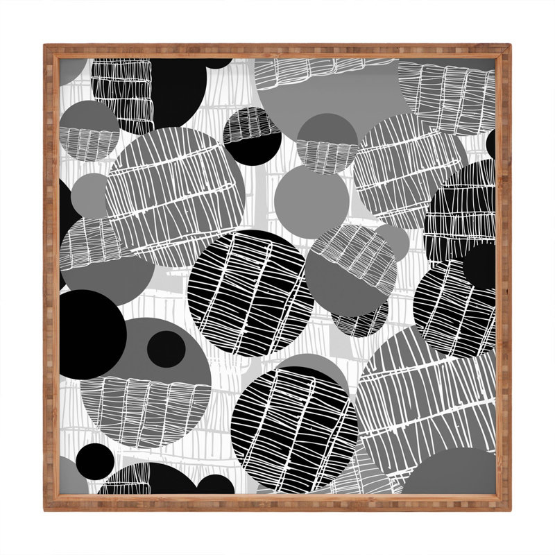 Plateau geo texturé, Gris / Noir, H 1,75 po x l 16 po x P 16 po